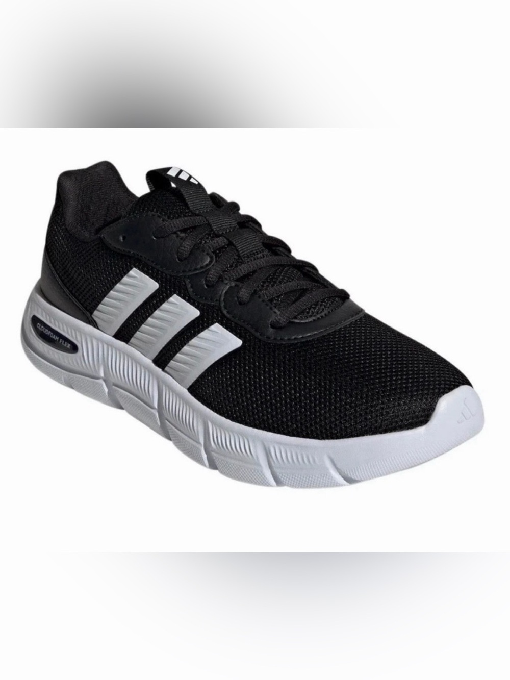 Adidas Men’s Cloudfoam Flex Laces Athletic Sneakers Black White Size 10.5 M US